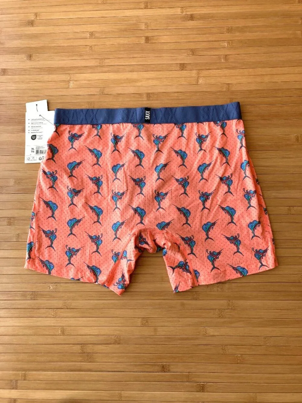 SAXX DropTemp Cooling Cotton Boxer Brief Mens XL Big Catch Orange NWT